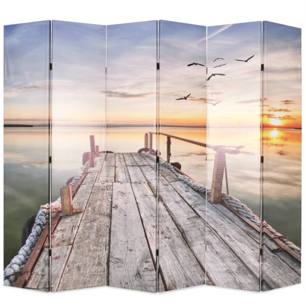 room divider, folding, 228x170cm, picture of a lake