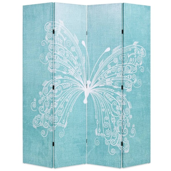 Room divider, folding, 160x170cm, butterfly pattern, blue