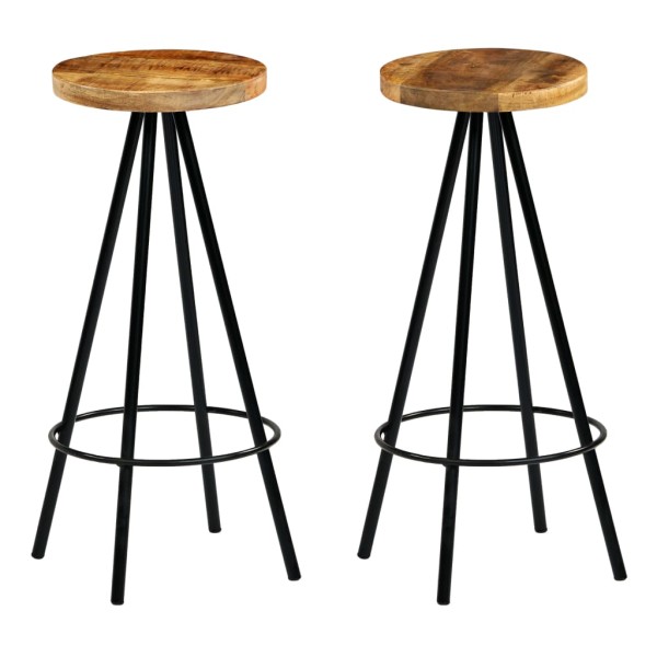 Bar stools, 2 pcs., solid mango wood