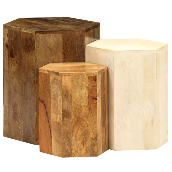 Set of coffee tables, 3 d, solid mango wood
