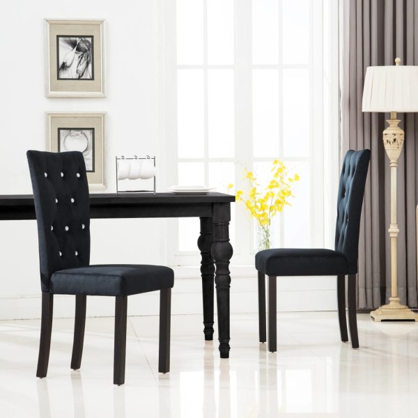 Dining room chairs, 2 pcs., black, velvet
