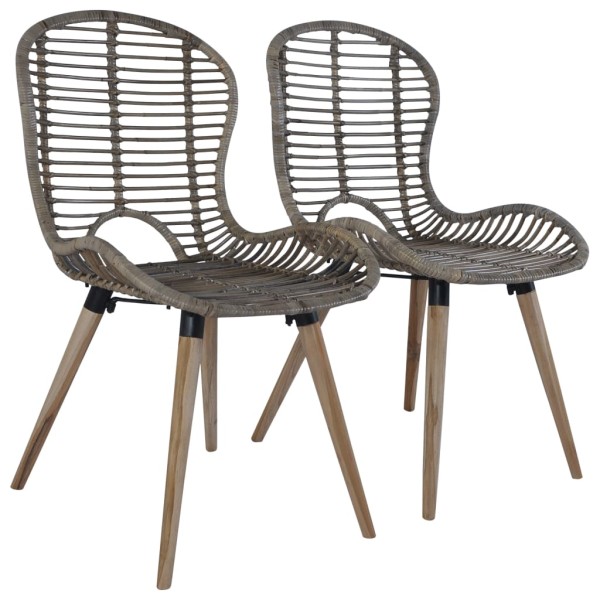 Dining room chairs, 2 pcs., brown, natural rattan