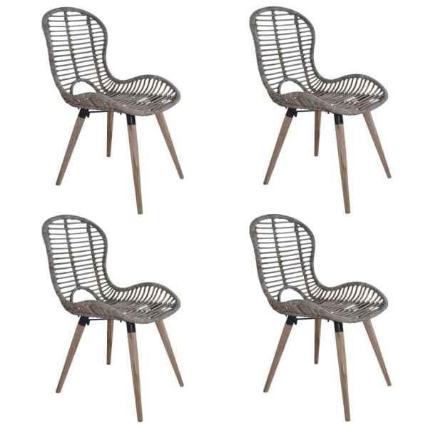 Dining room chairs, 4 pcs., brown, natural rattan