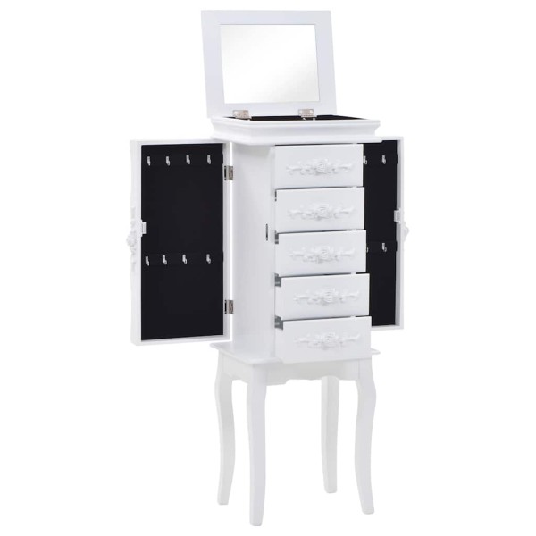 Built-in jewelry cabinet, white