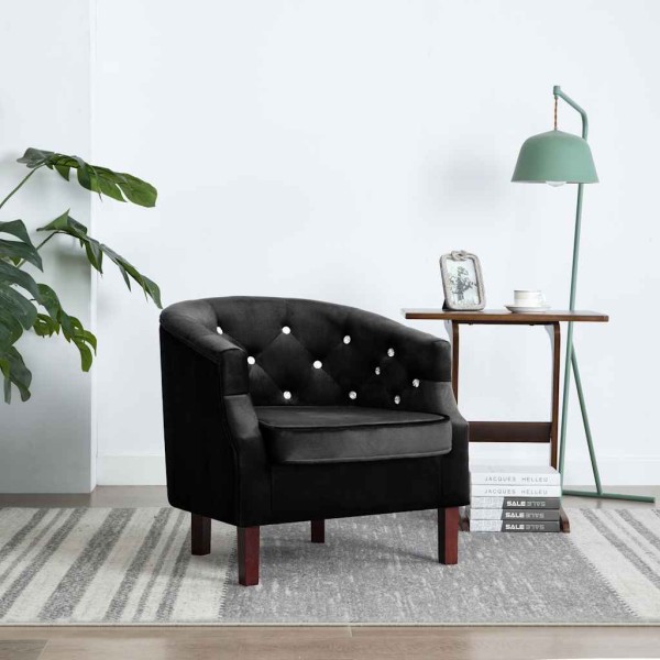 Armchair, black, velvet