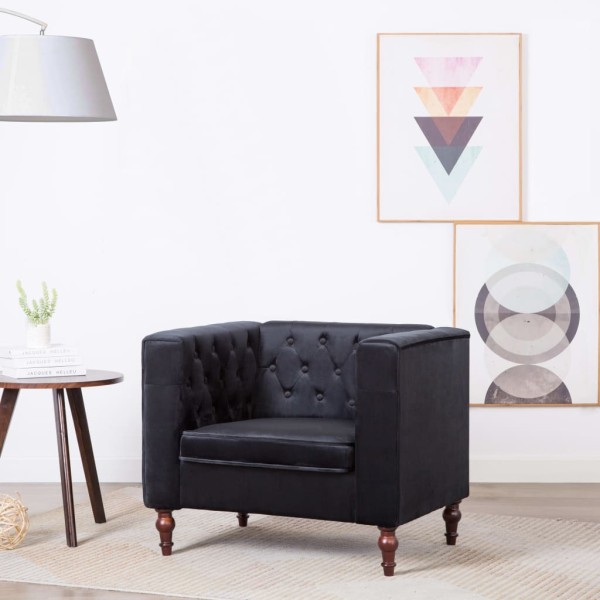 Armchair, black, velvet