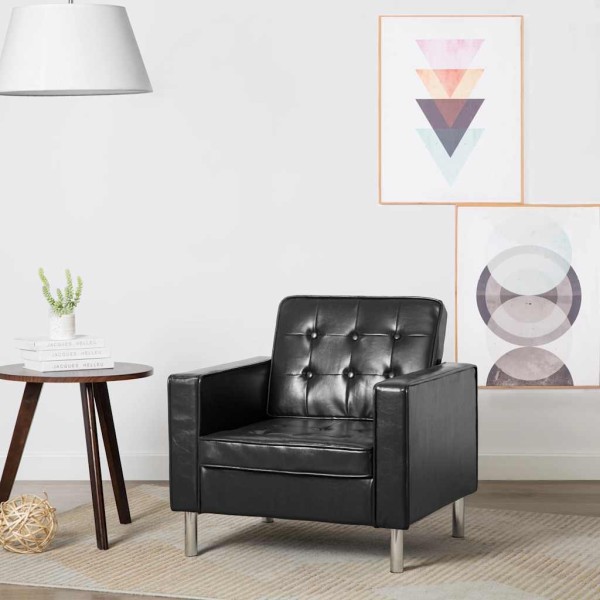 Armchair, black, 75x70x75 cm, artificial leather