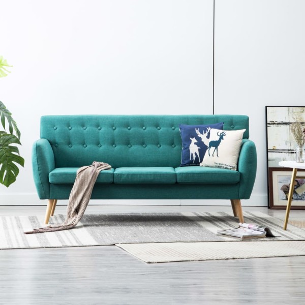 Three-seater sofa, fabric upholstery, 172x70x82cm, green