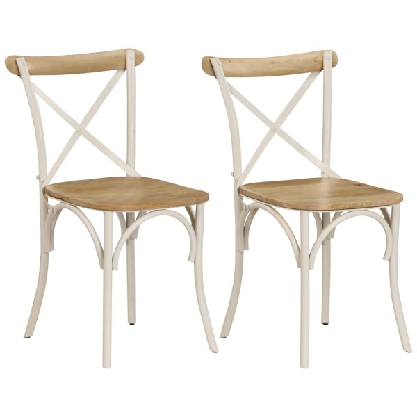 Chairs, 2 pcs., white, 51x52x84cm, solid mango, cross design.