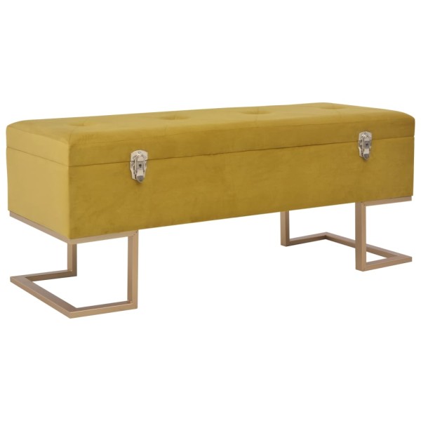 Bench with compartment for things, mustard color, 105cm, velvet