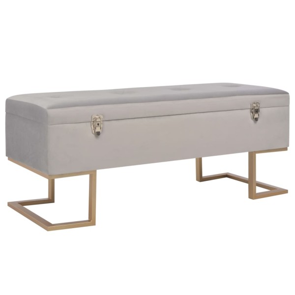Bench with compartment for things, gray width, 105cm, velvet