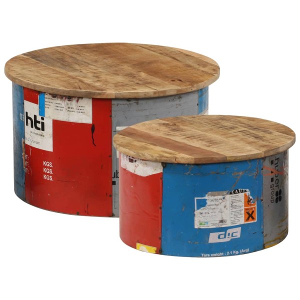 Coffee tables, 2 units, solid mango wood