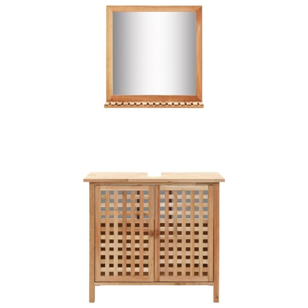 Washbasin cabinet with mirror, solid walnut wood.