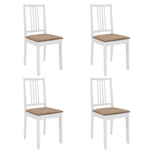 Dining chairs with pillows, 4 pcs., white. sp., solid wood