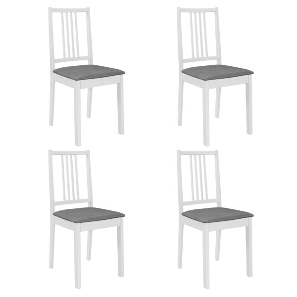 Dining chairs with pillows, 4 pcs., white. sp., solid wood