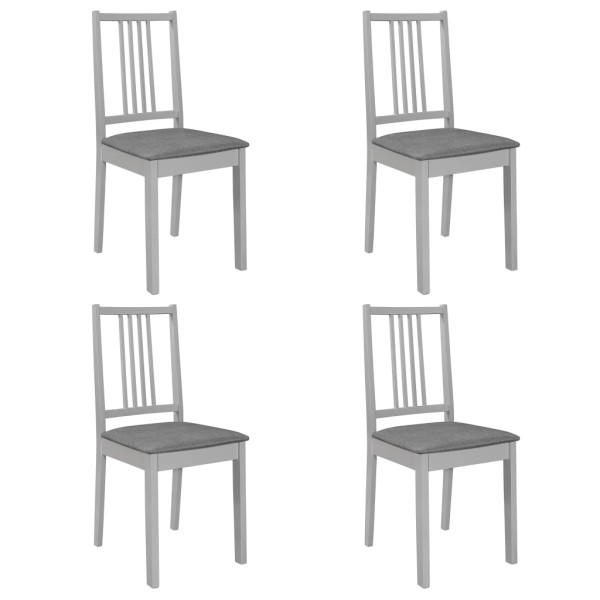 Dining chairs with cushions, 4 pcs., gray sp., solid wood