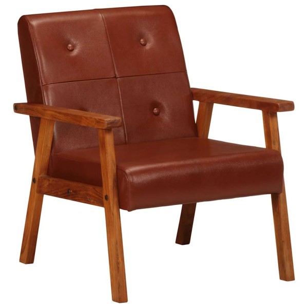 Armchair, genuine leather, brown