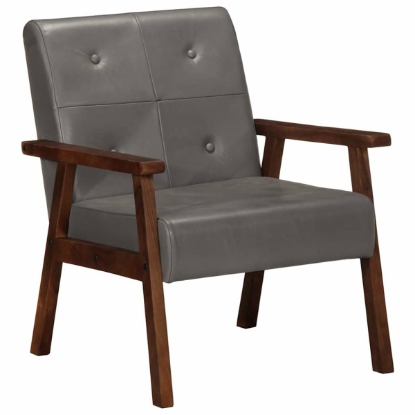 Armchair, gray, genuine leather