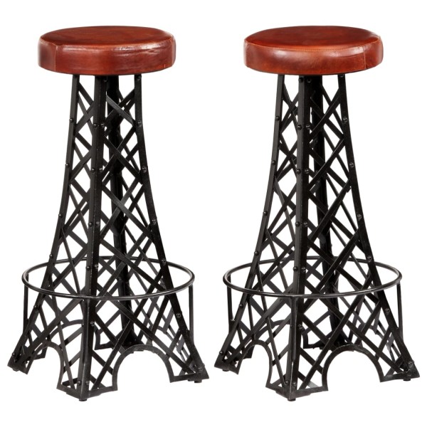 Bar stools, 2 pcs., genuine leather