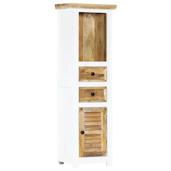 Chest of drawers, white and brown, 40x30x128cm, raw mango solid