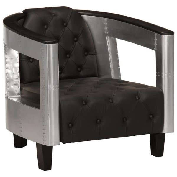 Aviator chair, black, genuine leather
