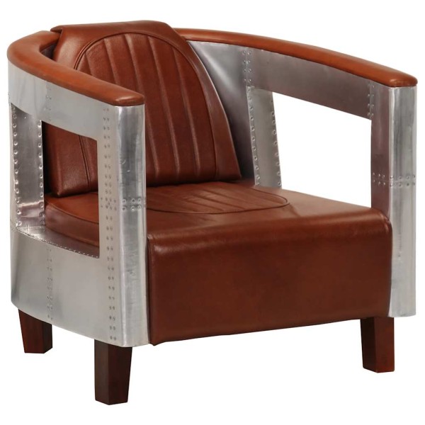 Aviator chair, brown, genuine leather