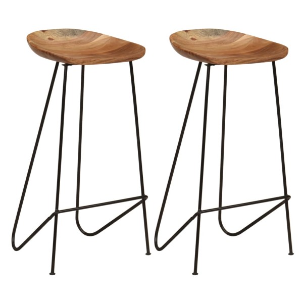 Bar stools, 2 pcs., solid acacia wood