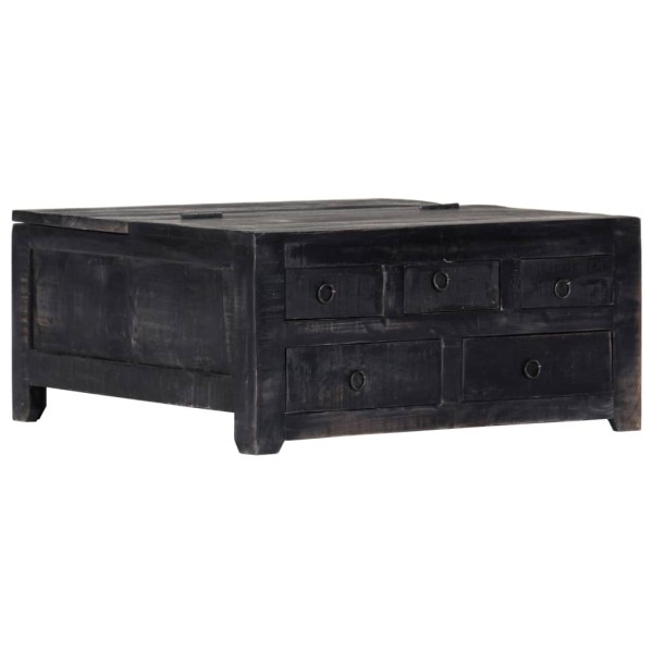 Coffee table, black, 65x65x30 cm, solid mango wood
