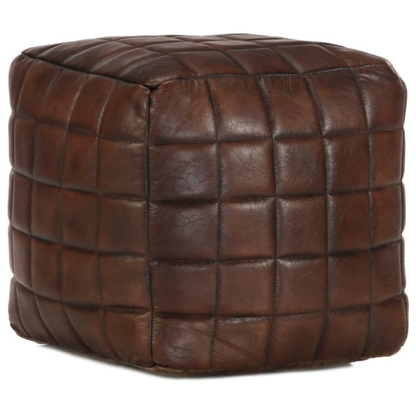 Pouf, dark brown, 40x40x40cm, genuine goat leather