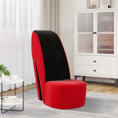 High-heeled chair, red, velvet