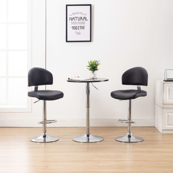 Bar stools, 2 pcs., black color, artificial leather