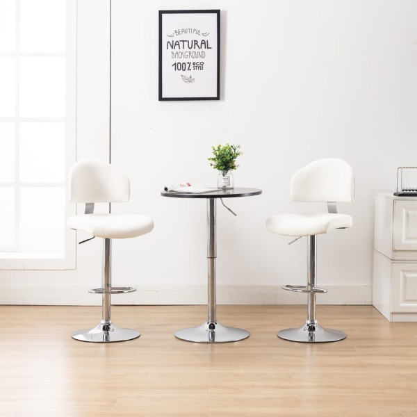 Bar stools, 2 pcs., white, artificial leather