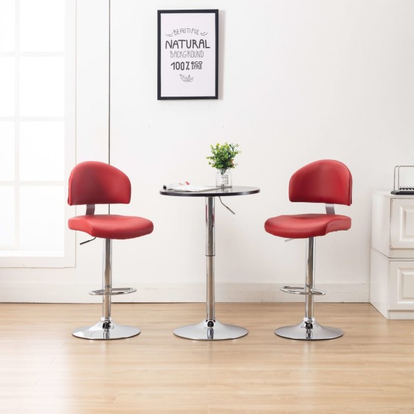 Bar stools, 2 pcs., red wine color, artificial leather