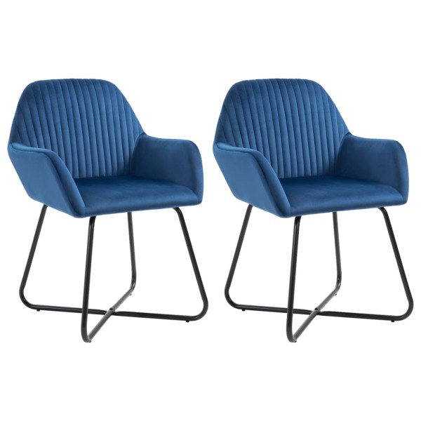 Dining room chairs, 2 pcs., blue, velvet