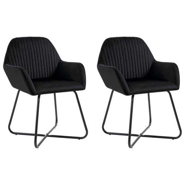 Dining room chairs, 2 pcs., black, velvet