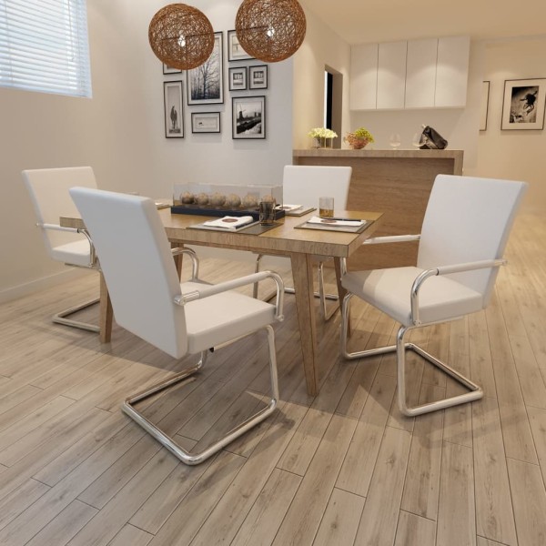 Gambian dining chairs, 4 pcs., white, artificial leather