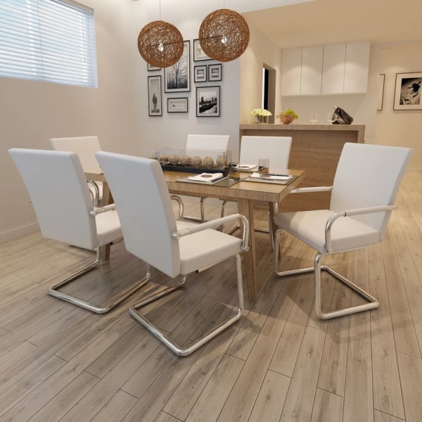Gambian dining chairs, 6 pcs., white, artificial leather