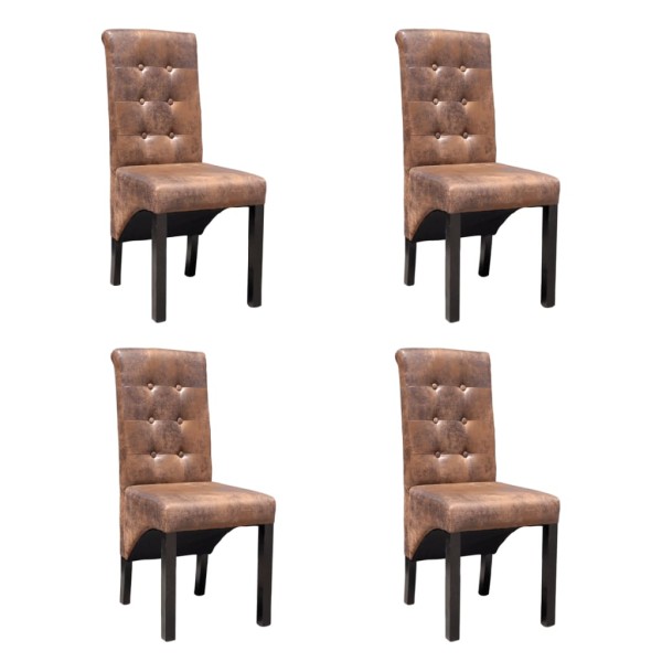 Dining room chairs, 4 pcs., brown, artificial leather