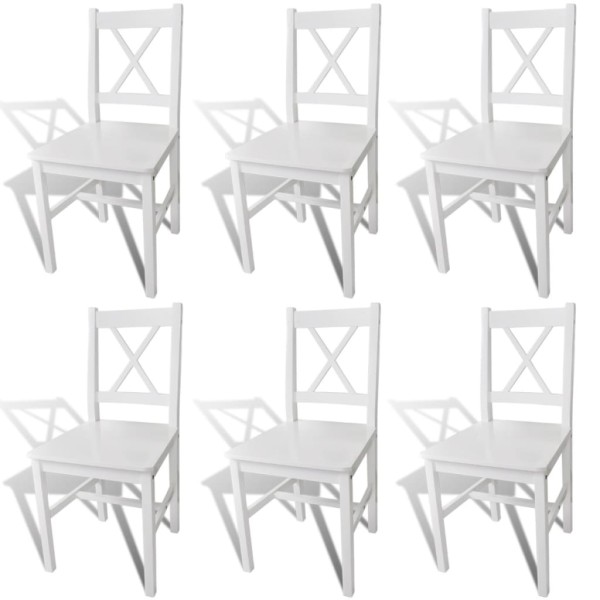 Dining room chairs, 6 pcs., white, pine wood