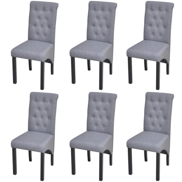 Dining room chairs, 6 pcs., light gray color, fabric