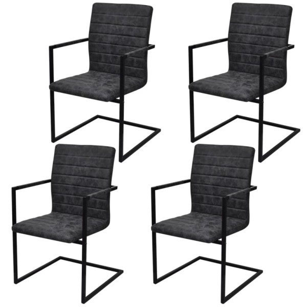 Gembian dining chairs, 4 pcs., black, artificial leather