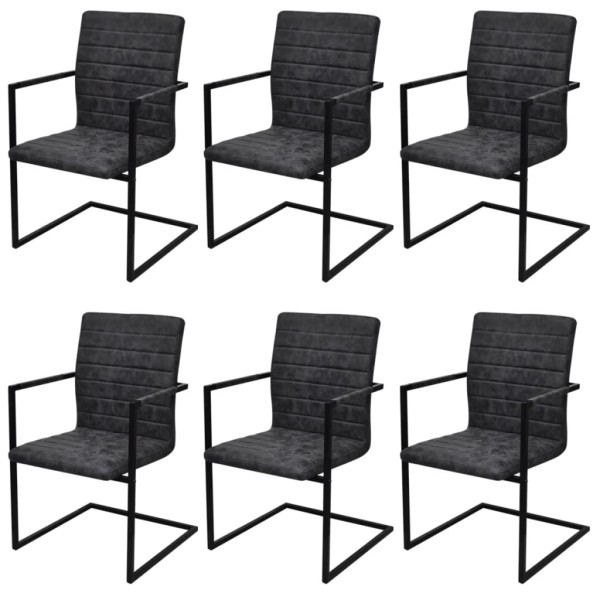 Gambian dining chairs, 6 pcs., black, artificial leather