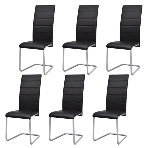 Gambian dining chairs, 6 pcs., black, artificial leather