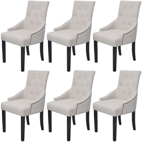 Dining room chairs, 6 pcs., cream gray color, fabric