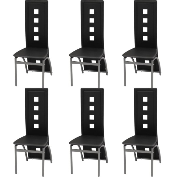 dining chairs, 6 pcs., black color, artificial leather