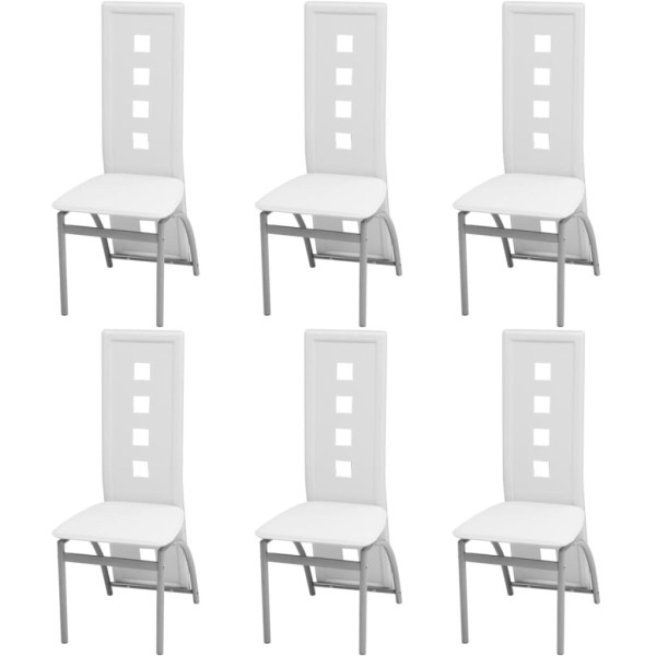 Dining room chairs, 6 pcs., white, artificial leather