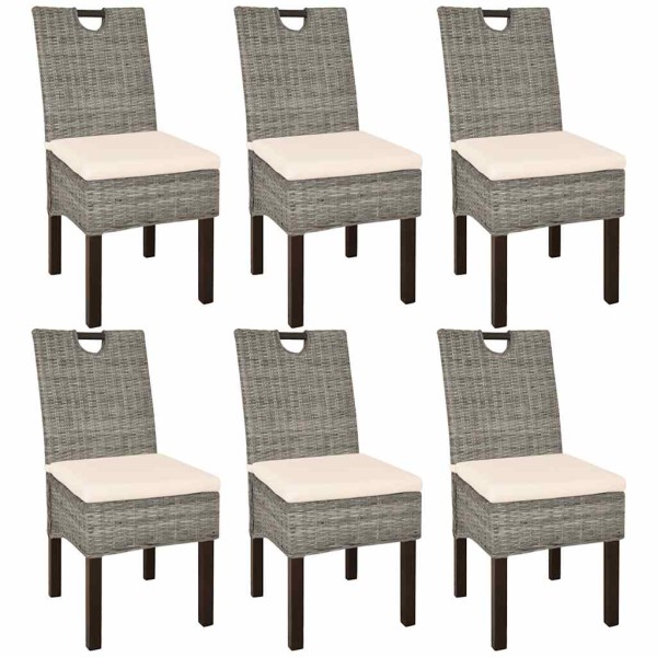 Dining room chairs, 6 pcs., Kubu rattan, mango wood