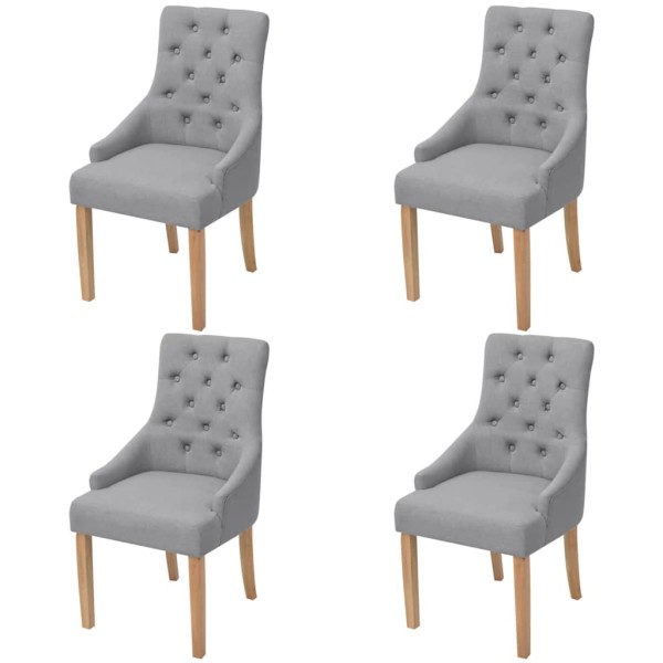 Dining room chairs, 4 pcs., light gray, fabric