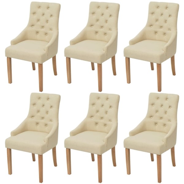 Dining room chairs, 6 pcs., cream color, fabric