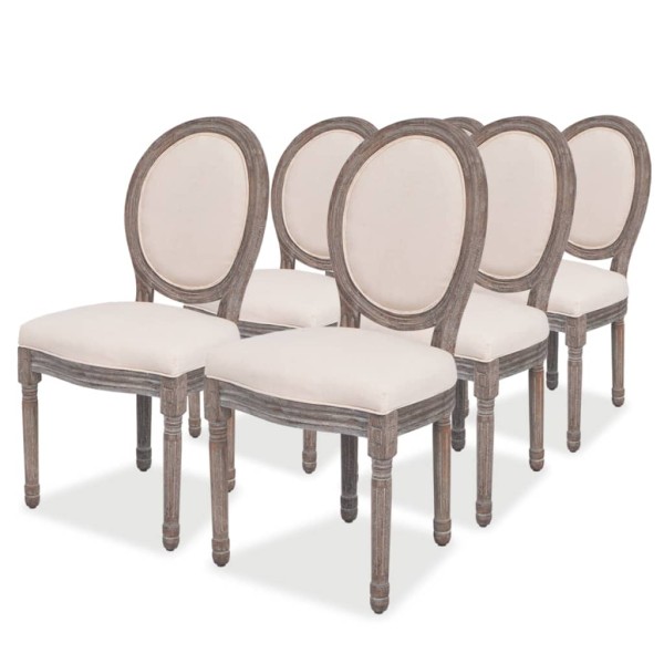 Dining room chairs, 6 pcs., cream color, fabric